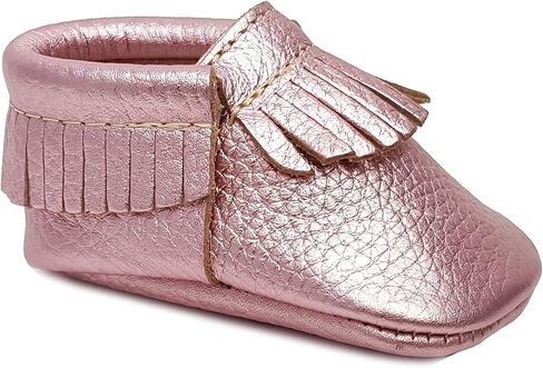 First Steps Kid's Premium Leather Moccasins, Metallic Gold 1 M US Infant in Saudi Arabia