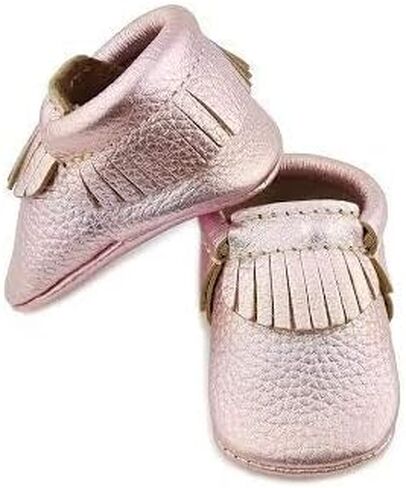 First Steps Kid's Premium Leather Moccasins, Metallic Gold 1 M US Infant in Saudi Arabia