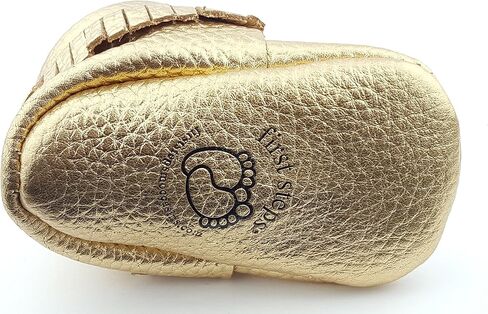 First Steps Kid's Premium Leather Moccasins, Metallic Gold 1 M US Infant in Saudi Arabia