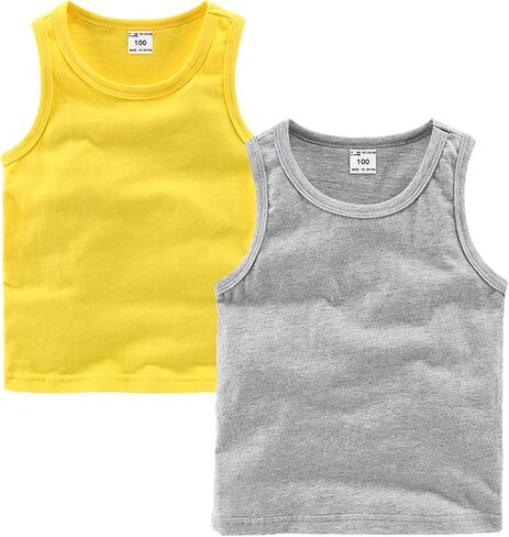 EISHOW Unisex Kids Toddler Baby Boys Girls Solid Tank Tops T-Shirts Cotton Undershirts Summer Sleeveless Vest Basic Tees in Saudi Arabia