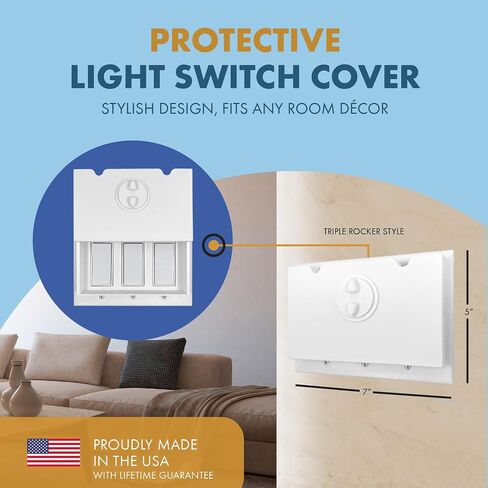 HomeStar Safety Light Switch Guard | Triple Rocker Style | Child Proof Light Switch Plate | Tamper-proof Switch Protection | Switch Lock Cover | 3D-Printed in Saudi Arabia