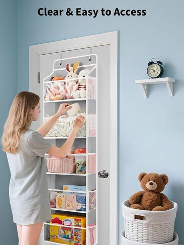 لعبة Jarlink Toy محشو بالحيوان ، فوق منظم الأبواب مع النوافذ الواضحة ، تحميل 44 رطلاً ، منظم تخزين لعبة الأطفال للحضانة ، غرفة نوم للأطفال ، أساسيات الأطفال حديثي الولادة (رمادي فاتح) in Kuwait