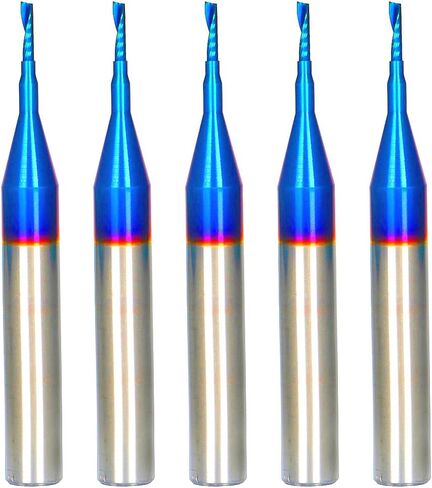 Ruhi UO110 O Flute Spiral Router Bit 1/8 Inch Cutting Diameter 1/4 Inch Shank with Coating Acrylic Metal CNC Milling Cutter in Kuwait