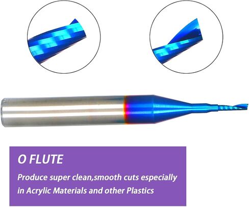 Ruhi UO110 O Flute Spiral Router Bit 1/8 Inch Cutting Diameter 1/4 Inch Shank with Coating Acrylic Metal CNC Milling Cutter in Kuwait