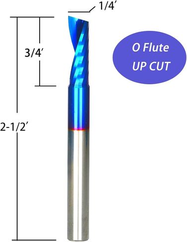 Ruhi UO110 O Flute Spiral Router Bit 1/8 Inch Cutting Diameter 1/4 Inch Shank with Coating Acrylic Metal CNC Milling Cutter in Kuwait