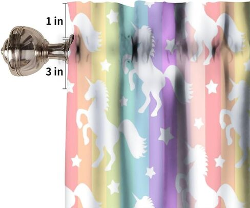 Unicorn Curtains Valance for Girls Kids Baby Colorful Star Rainbow Rod Pocket Blackout Window Valance for Bedroom Kitchen Living Room Cafe 54x18inch in Saudi Arabia