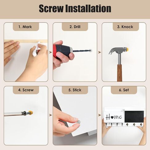 RELBRO Key Holder Wall Mount, Wooden Chalkboard Mail and Key Organizer with Shelf, 12 Key Hooks, White in Saudi Arabia