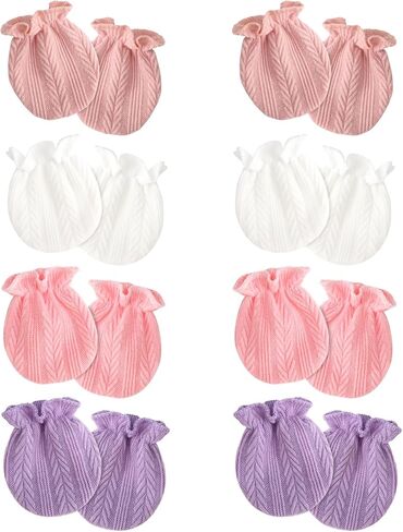 BQUBO Newborn Infant Toddler Mittens No Scratch Cotton Elastic Wrist Gloves Hypoallergenic for 0-6 Months Baby Boys Girls in Kuwait