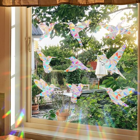 Bird Anti-Collision Window Stickers，Prism Window Cling，Electrostatic Rainbow Windows Stickers 、Used to Stop Birds from Hitting Windows (Bird -Style G) in Saudi Arabia