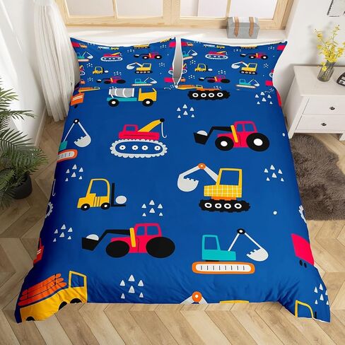 غطاء حاف كرتون Erosebridal Cover Twin for Boys Truck Bedding مجموعة للأطفال الصغار ، و Cofforder Cover Cover Cover Progldozer Set Bedding Bedding ، Navy. in Kuwait