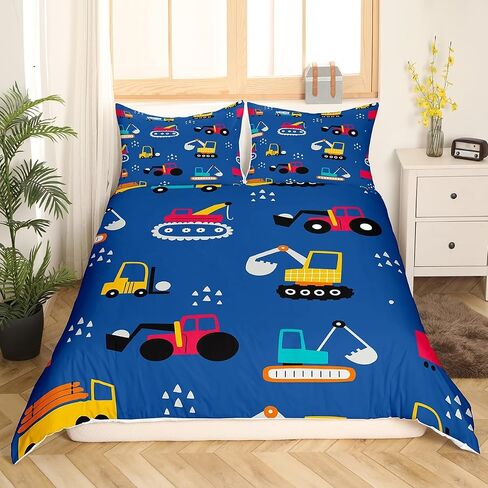 غطاء حاف كرتون Erosebridal Cover Twin for Boys Truck Bedding مجموعة للأطفال الصغار ، و Cofforder Cover Cover Cover Progldozer Set Bedding Bedding ، Navy. in Kuwait