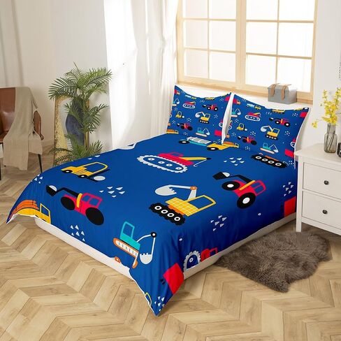 غطاء حاف كرتون Erosebridal Cover Twin for Boys Truck Bedding مجموعة للأطفال الصغار ، و Cofforder Cover Cover Cover Progldozer Set Bedding Bedding ، Navy. in Kuwait