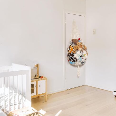 Stuffed Animal Storage Organizers Corner Hanging Net Stuffy Animal Hammock Macrame Toy Display Plush Toy Holder Wall, Kid Bedroom Decor Boho Nursery Playroom Organizer (Cream) in Saudi Arabia