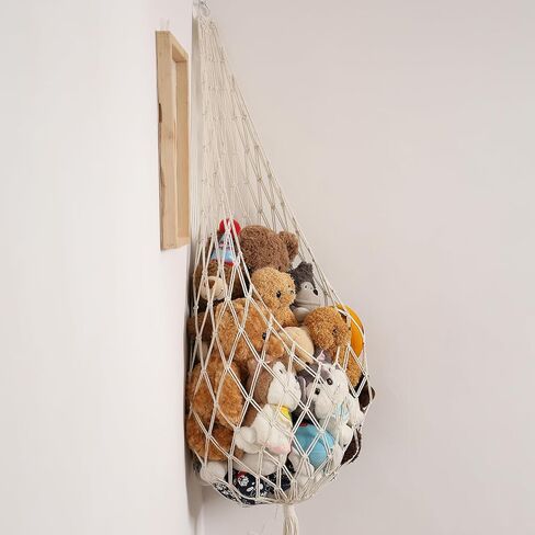 Stuffed Animal Storage Organizers Corner Hanging Net Stuffy Animal Hammock Macrame Toy Display Plush Toy Holder Wall, Kid Bedroom Decor Boho Nursery Playroom Organizer (Cream) in Saudi Arabia