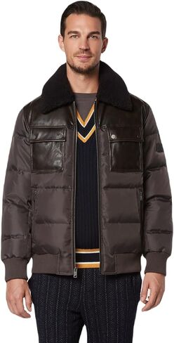 Andrew Marc Women's Mid-Length Hooded Dule with Patch Pockets Donohue Duel Zipper Front in Saudi Arabia