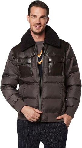 Andrew Marc Women's Mid-Length Hooded Dule with Patch Pockets Donohue Duel Zipper Front in Saudi Arabia