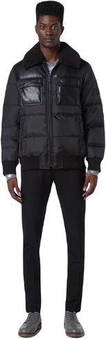 Andrew Marc Women's Mid-Length Hooded Dule with Patch Pockets Donohue Duel Zipper Front in Saudi Arabia