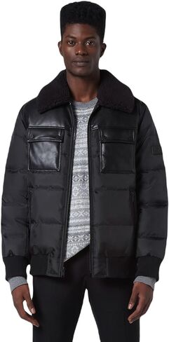 Andrew Marc Women's Mid-Length Hooded Dule with Patch Pockets Donohue Duel Zipper Front in Saudi Arabia