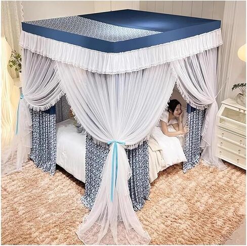 Bed Canopy Mosquito Net for Single & Double Beds - Decorative Curtains for Girls' Bedrooms - Year-Round Use (150/180/200CM)(Smoke Orchid,150x200x200cm) in Saudi Arabia