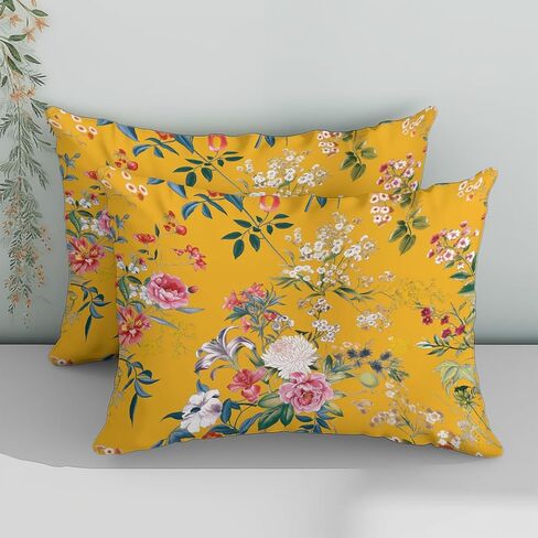 Duvet Cover Toddler Size, Reversible 2 Pieces Rural Countryside Floral Duvet Cover Set, Yellow Bedding Set for All Season, Soft and Breathable Microfiber Bedding Set - 42" x 58" in Saudi Arabia