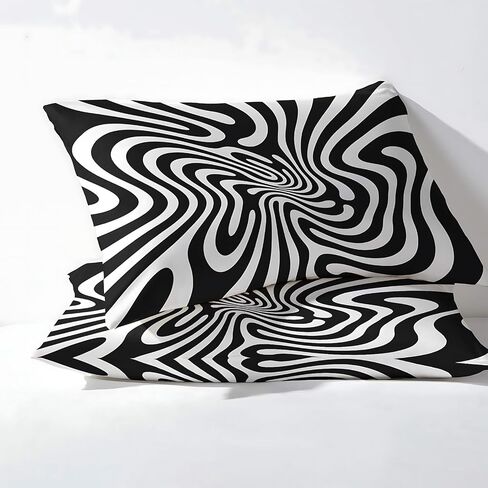 Psychedelic Black and White Reversible Duvet Cover - Stylish Toddler Bedding with Zipper Closure for Ultimate Comfort and Warmth in Saudi Arabia