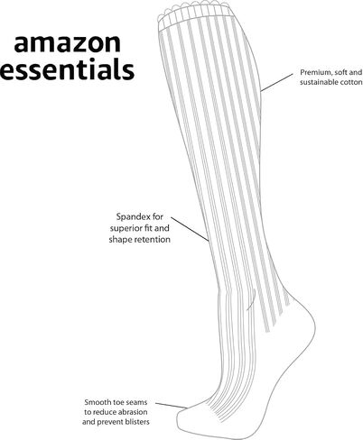 Amazon Essentials Women's Casual Cotton Knee High Socks, 4 Pairs, Black/Grey, 6-9 in Saudi Arabia
