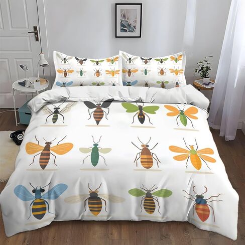 100% Microfiber Kids Bedding Comforter Cover Toddler, Animal Bees Bedding Set for Teens Adults Room Decor, Reversible Duvet Cover in Saudi Arabia