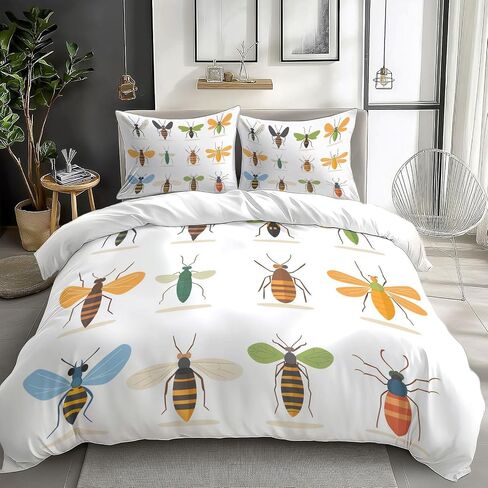 100% Microfiber Kids Bedding Comforter Cover Toddler, Animal Bees Bedding Set for Teens Adults Room Decor, Reversible Duvet Cover in Saudi Arabia