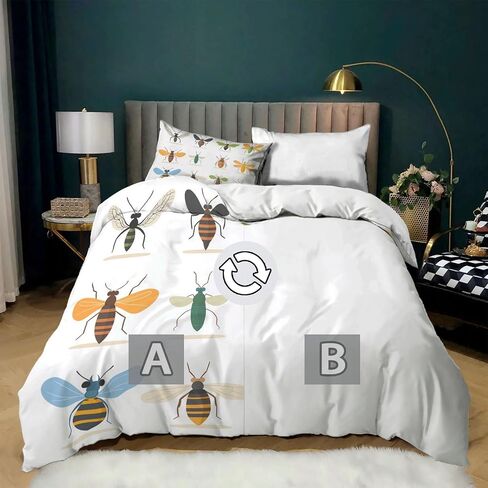 100% Microfiber Kids Bedding Comforter Cover Toddler, Animal Bees Bedding Set for Teens Adults Room Decor, Reversible Duvet Cover in Saudi Arabia