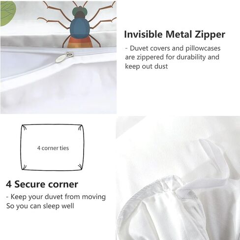 100% Microfiber Kids Bedding Comforter Cover Toddler, Animal Bees Bedding Set for Teens Adults Room Decor, Reversible Duvet Cover in Saudi Arabia