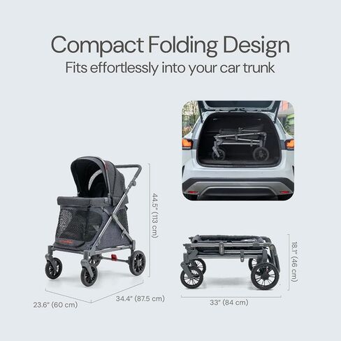 Familidoo Q1 Multi-Use Kids Wagon Stroller – Foldable, Lightweight & All-Terrain for Kids & Pets – 5-Point Safety Harness, Rain Cover & Compact Travel Design – Supports Up to 132 lbs (Ash Rose) in Saudi Arabia