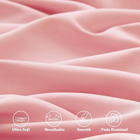 KKJIAF Toddler Sheet Set 3 Piece Includes a Flat Sheet, a Fitted Sheet and a Ruffle Pillowcase, Light Pink in Kuwait