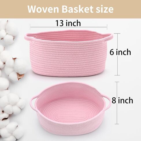 Cute Woven Basket with Handles – Baskets for Gifts Empty, Ideal for Baby Shower, Birthday, Father’s Day – Decorative Nursery Organizer Bin for Baby Toys, Books, Pet Supplies (13"x8"x6") in Kuwait