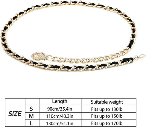 HIQUACC Leather Chain Belts for Women Girls, Layered Body Chain Belts Metal Waist Chain for Dress Vest Jeans in Kuwait