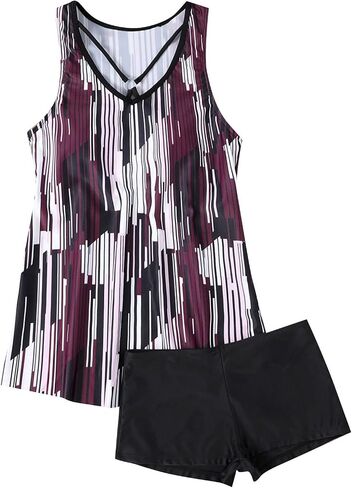 Women Two Piece Tankini Set Ruched Bathing Suit Tank Tops Swimsuit with Shorts (Available in Plus Size) in Saudi Arabia