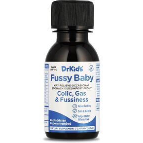 DrKids Fussy Baby - Infant Colic & Gas Relief, Gripe Water Alternative, Fast-Acting, Safe & Gentle Oral Solution for Your Babies, 3.4 Fl Oz (Pack of 1)
