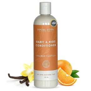 SoCal Suds & Company - Organic Baby & Kids Conditioner - Moisture Baby Hair Conditioner - Gentle Natural Vitamin Rich Ingredient Organic Oils for Babies and Kids Sensitive Scalp - Honey Almond, 12oz