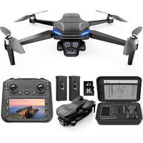 GPS Drone with 4K Camera Adults, LCD Screen Controller, SD Card, Brushless Motor, FPV Quadcopter with Long Control Range, 60 Mins Flight, Auto Return to Home, Headless Mode, Beginner Gift