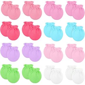 Yolev 16 Pairs Baby Mittens Newborn No Scratch Newborn Hand Mittens Soft Newborn Gloves for Girls Boys Babies 0-6 Months