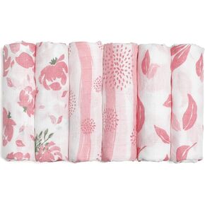 GLLQUEN BABY Receiving Blanket Boy Cotton Muslin Swaddle Blankets Girl Newborn Squares Breathable & Soft Thin Baby Blankets Cloths Double Absorbent Infant Swaddling Wrap - 6 Pack (Sun)