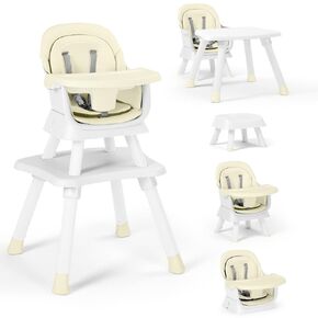 Baby High Chair, 8 in 1 Convertible Highchairs for Babies and Toddlers, Children Dining Booster Seat/Kids Building Block Table for Girls Boys, Baby Seat with Removable Tray, Black