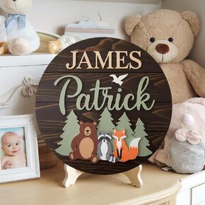 Animal Theme Personalized Name Sign – Custom Wooden Wall Decor for Baby Girl Nursery – Door Plate for Kids Room – Newborn Gift – Gift for Mom