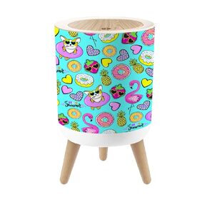 Small Trash Can with Lid seamless cute dogs pink stars Animal for kids textile nursery decor 1.8 Gallon Dog Proof Trash Can Round Garbage Can Waste Bin Wastebasket for Bathroom Bedroom Kitchen