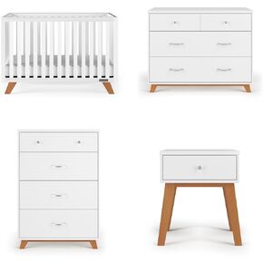 Child Craft SOHO 4-in-1 Convertible Crib, 3-Drawer Dresser, Chest, Nightstand, 4-Piece Nursery Set (Ebony)