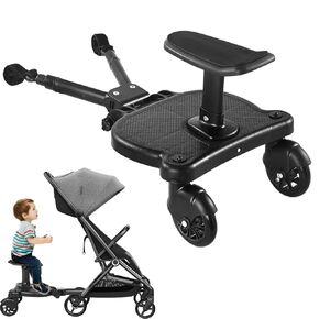 لوحة عربة يونيفرسال مع مقعد قابل للفصل ، 2in1 Sit and Stroller Stroller Glider Glider لمعظم عربات الأطفال ، Stroller Stand ، يحمل أطفالًا يصل إلى 55 رطلاً في عربة الأطفال (أسود)