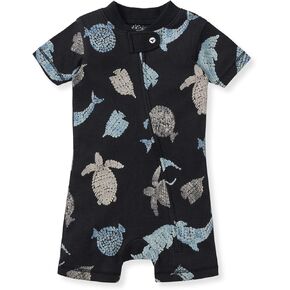 Burt's Bees Baby Unisex Baby Short Sleeve Pajamas, One-Piece Sleeper Romper PJs, Snug Fit for Infants 3 to 24 Months, Mosaic Sea Animals