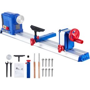 Professional DIY Wood Lathe, 0.80 HP Motor, 24-Inch Workspace, 4 Adjustable Speeds (800-3000 RPM), Complete Set of Accessories for Woodturning