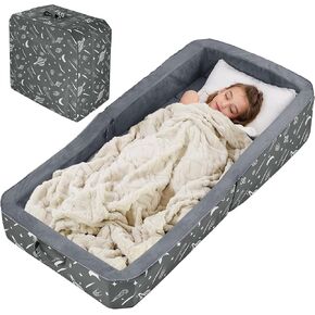 JOYWOO Toddler Floor Bed, Toddler Travel Bed for 3-6, Foldable Portable Toddler Beds for Home/Playing/Nap/Hotel, Kids Floor Crib with Washable Cloth Cover, Toddler Cots for Kids Sleeping, Charcoal