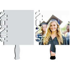 Sublimation Graduation Big Fan Blanks 2024 Graduation Blank Paddle 10 x 6 Inch Custom Graduation Big Head Photo Fans Grad Paddles Sublimation (5 Pack), 25.6x15cm, STB-FPPF08-A5