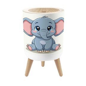 Small Trash Can with Lid Cute Elephant Seamless for Baby Shower Decor Nursery Print Kids 1.8 Gallon Dog Proof Trash Can Round Garbage Can Waste Bin Wastebasket for Bathroom Bedroom Kitchen